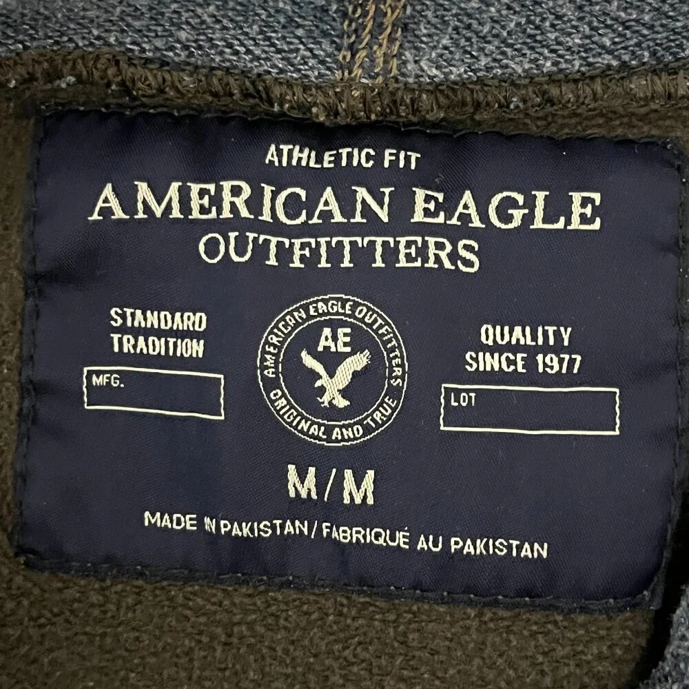 American Eagle AEO Mens Y2K Grunge Hoodie M Skater 2010s Streetwear Indie Sleaze